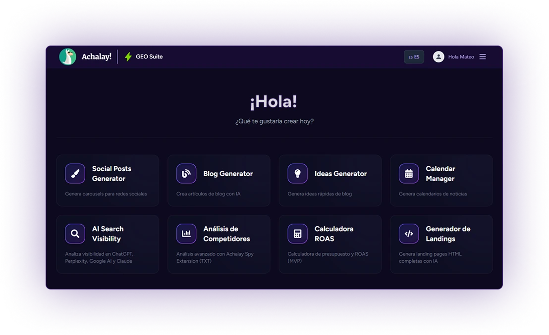 Achalay no solo ejecuta marketing. Tiene tecnología propia para hacerlo mejor.