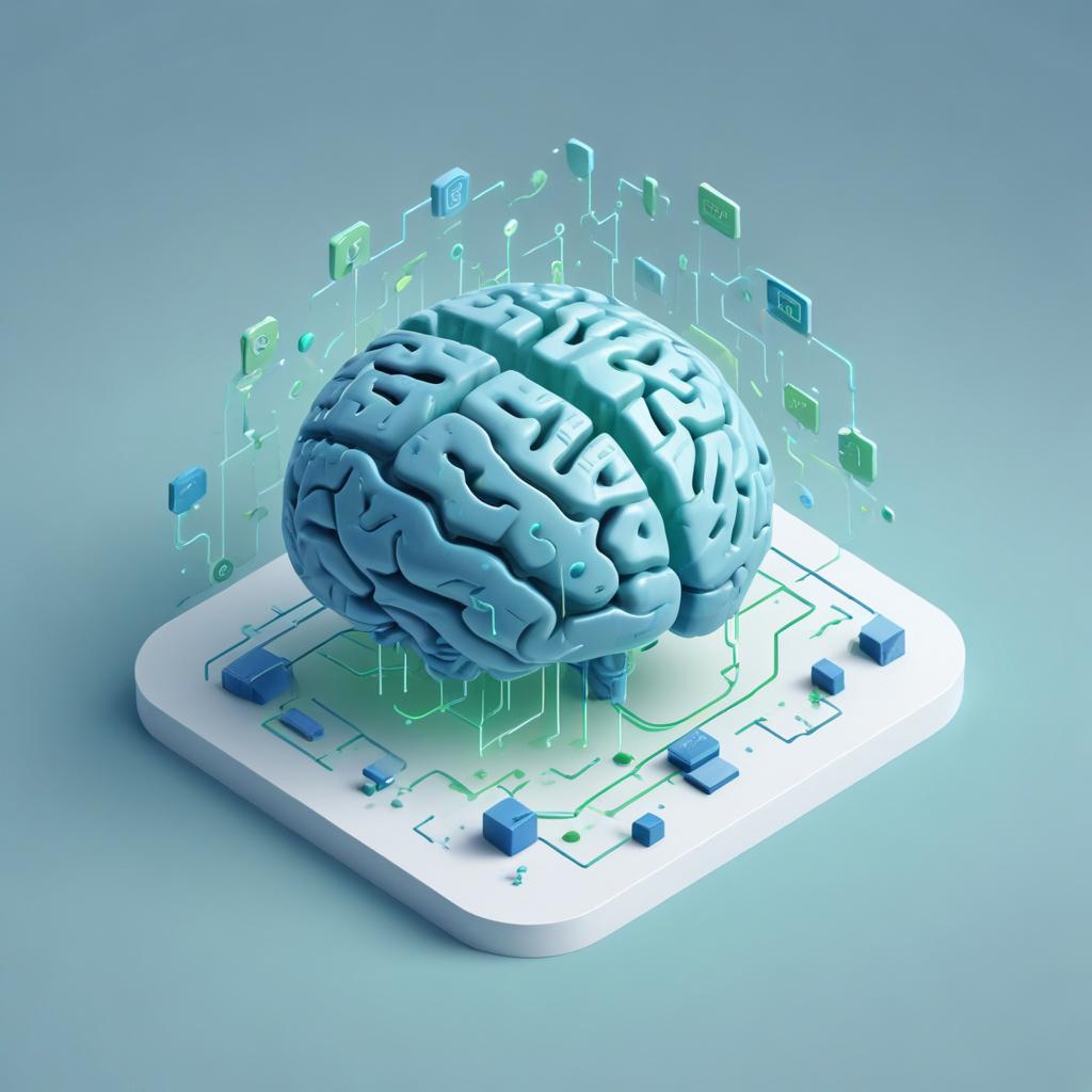 Ilustración minimalista del concepto E-E-A-T para IA. Un cerebro de IA selecciona datos que pasan por un filtro técnico.