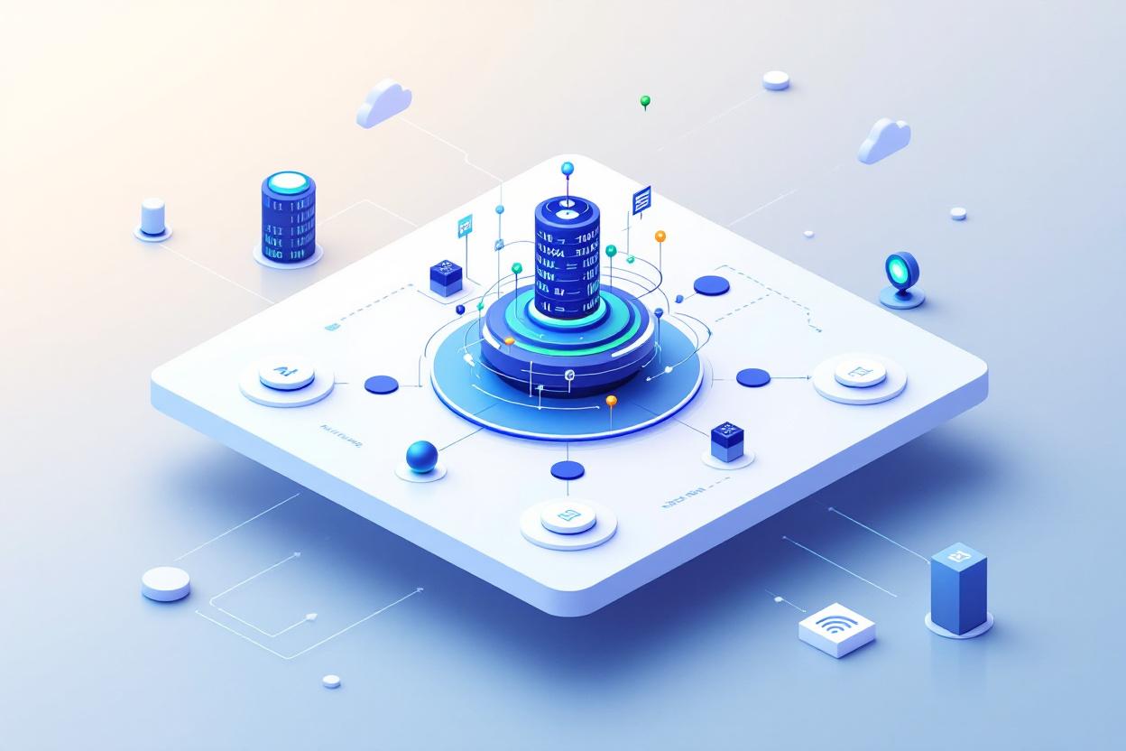 of an AI-powered dashboard automating marketing campaigns. Central interface showing workflow optimization with data strea...